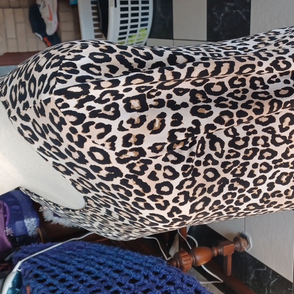Chico's M Leopard Print 3/4 Sleeve A-Line Dress  Tunic, Sz 2 (12), 22" PTP, 38"L - Picture 7 of 7